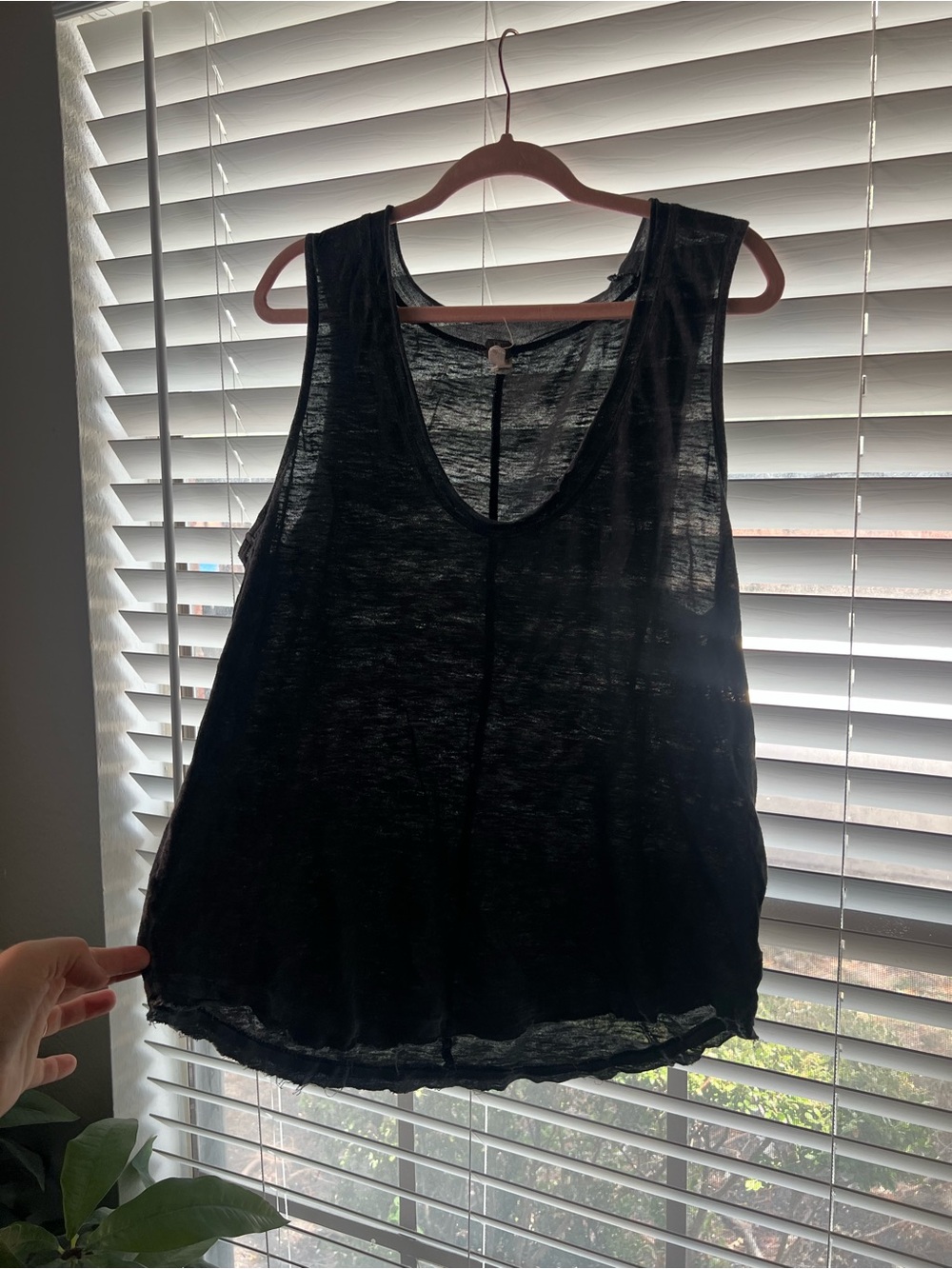 We The Free Dark Grey Sheer Scoop Tank Top size Medium